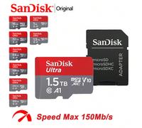 Carte mémoire SanDisk Ultra MicroSD avec adaptateur SD, carte mémoire TF Flash U1 C10 A1 V10 de 128 Go 256 Go 512 Go 1 To 1,5 To 64 Go 32 Go 16 Go, carte Micro SD à haute vitesse mini carte SD pour té