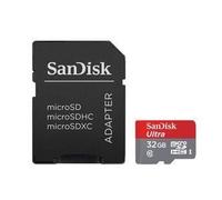 Carte mémoire SanDisk Ultra microSDHC 32 Go + Adaptateur SD - Carte MicroSDHC UHS-I classe 10