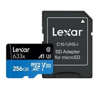 Lexar Carte microSD 256 Go 633x UHS-I U3 V30 4K Classe 10 + adaptateur SD