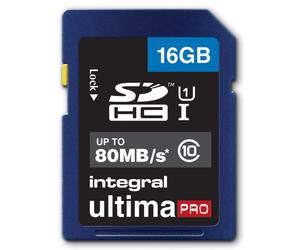 Carte mémoire SD INTEGRAL HC Classe 10 - 16GB Ultima Pro Full HD (80MB/s)