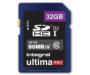 Carte mémoire SD INTEGRAL HC Classe 10 - 32GB Ultima Pro Full HD (80MB/s)