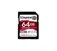Kingston Technology 64GB Canvas React Plus SDXC UHS-II 300R/260W U3 V90 for Full HD/4K/8K