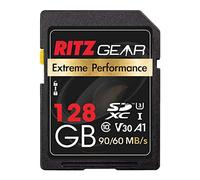 Carte mémoire SD Ritz Gear | Performance extrême 128 Go SDXC V30 UHS-I Classe 10 | Vitesse de Lecture/écriture 90/60 Mo/s pour Appareil