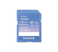 SanDisk Creator Carte SDXC au détail 512 GB Class 10, v60 Video Speed Class, UHS-II U3 Commutateur de protection d'écriture