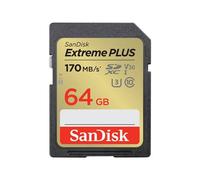 SanDisk Carte SDXC Extreme PLUS 64 GB UHS‑Class 3 – Résistante aux chocs, étanche