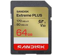 Carte mémoire SDXC SanDisk Extreme® PLUS UHS-I 64 Go pour Appareil photo Réflex Hybride Caméscope Ordinateurs portables