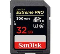 Carte Mémoire SD SanDisk Extreme PRO 32 Go UHS-II Classe 10 U3 SDHC jusqu'à 300Mo/s SDSDXPK-032G G