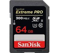 Carte Mémoire SD SanDisk Extreme PRO 64 Go UHS-II Classe 10 U3 SDHC jusqu'à 300Mo/s SDSDXPK-064G noir rouge G
