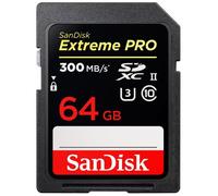 Carte Mémoire SD - SanDisk - Extreme PRO - 64Go - Vitesse 300M/s - Classe 10 U3