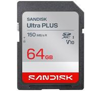 SanDisk Carte mémoire SDXC Ultra PLUS 64 Go UHS-I Gris, Rouge, Blanc