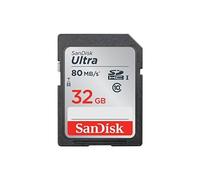 Carte mémoire sdhc 32 go sandisk ultra jusqu'à 80 mo/s, classe 10 ffp