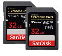 Paquet De Deux Carte Mémoire SDHC Sandisk Extreme Pro 32 Go R 100 Mo/s W 90Mo/s UHS-I Classe 10, U3, V30 - 2PCS/PACK G