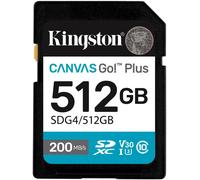 Carte mémoire SDXC Kingston Technology Canvas Go! Plus Gen4 512 Go, 200 Mo/s, C10 UHS-I U3 V30