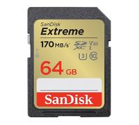 SanDisk Carte mémoire SDXC Extreme 64 Go – 170/80 Mo/s UHS‑I Class 10 U3 V30