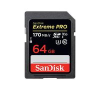 Carte mémoire SDXC SanDisk Extreme PRO 64 Go jusqu'à 170 Mo/s, Classe 10, U3, V30, 4K UHD