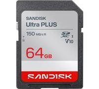 SanDisk Carte mémoire SDXC Ultra PLUS 64 Go UHS-I Gris, Rouge, Blanc