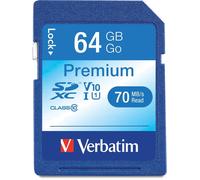 Carte mémoire SDXC U1 Premium 64 Go carte SD pour l'enregistrement de vidéos en Full HD carte avec protection d'écriture intégrée noire pour appareil photo, PC & autres