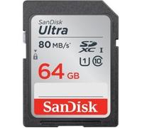 Carte mémoire SDXC UHS-I SANDISK ULTRA 64GB - Vitesse de lecture jusqu'à 80 Mo/s - Classe 10 UHS-I
