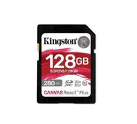 Carte mémoire SDXC UHS-II Kingston Technology Canvas React Plus 128 Go - U3 V60 - Jusqu'à 280 Mo/s lecture / 100 Mo/s écriture - Pour Full HD/4K