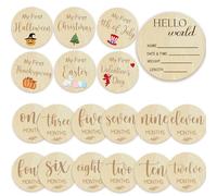 Carte mensuelle pour enfant avec inscription « My First Holiday Milestone », panneau d'annonce de bébé et tableau de célébration, signe Hello World, photo charnières, cadeau et souvenir parfait pour