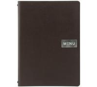 Carte menu 100% CUIR aggloméré Couleur Marron Ligne RAW format A4 1 insert inclus (4 vues) Securit G