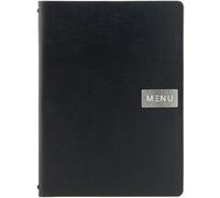 Carte menu 100% CUIR aggloméré Couleur Noire Ligne RAW format A4 1 insert inclus (4 vues) Securit