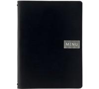 Carte menu 100% CUIR aggloméré Couleur Noire Ligne Royal format A4 1 insert inclus (4 vues) Securit