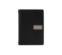 Carte menu 100% CUIR Coloris Noir Ligne RAW format A4 1 insert inclus (4 vues) Securit