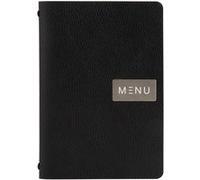 Carte menu 100% CUIR Coloris Noir Ligne RAW format A4 1 insert inclus (4 vues) Securit G