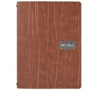 Carte menu 100% CUIR Coloris Ruga Ligne RAW format A4 1 insert inclus (4 vues) Securit