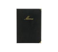 Carte Menu simili cuir de la gamme Classique A4, 1 double insert inclus (présente 4 pages A4) Securit