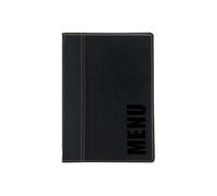 Securit Porte-menu Trendy Line – 1 insert fixe 4 pages A5 – Similicuir PU – Noir – Ajout d'inserts