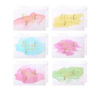 Carte Merci 12 Pcs Avec Enveloppes Carte Remerciement Carte Vierge Avec Feuille D'Or Style Aquarelle Carte De Remerciement Pour Mariage Anniversaires Remise De DiplôMes Entreprise