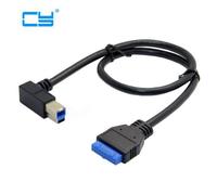 Carte mère coudée à gauche USB 3.0 B Type mâle vers USB3.0, câble adaptateur d'en tête 20 broches 50cm 0.5m