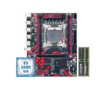 Carte Mere Gamer Kit Carte mère Fit for SOYO X99 Rouge avec processeur Xeon LGA2011-3 2680 V4 et 32 Go de mémoire RAM DDR4 2133 MHz for PC Jeu(Motherboard+CPU+RAM)