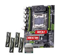 Carte Mere Kit Carte mère Fit for QIYIDA X99 LGA2011-3, processeur Xeon E5 2680 V4, 64 Go de RAM (4 x 16 Go) à 3 200 MHz, 4 canaux DDR4, SATA .0, SSD NVMe M.2, Format ATX