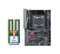 Carte mère Kit processeur Fit for X99 TI D4 Combo Xeon E5 1650 V4 LGA 2011-3 2 x 16 Go = 32 Go de mémoire RAM DDR4 2133 MHz Compatible NVMe NGFF M.2 USB 3.0
