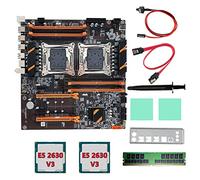 Carte mère X99 Dual CPU + 2XE5 2630 V3 CPU + DDR4 4G RECC RAM + câble SATA + déflecteur LGA 2011 8XDDR4