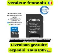 Carte micro SD 128 go philips Class 10 A1 UHS-I U3 V30 + adaptateur OK pour 4K
