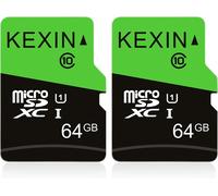 Carte Micro SD 64Go 2 Pièces Contient Adaptateur SD, Carte Mémoire MicroSDXC UHS-I U1 C10 Carte TF 64 Giga Applicable pour Appareil Photo de Sport, Système de Surveillance, Switch Pro, Dash Cam