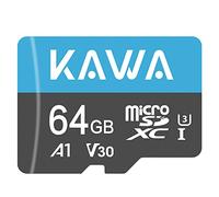Carte Micro SD KAWA 64 Go, Carte de Surveillance vidéo Haute Endurance, Carte mémoire Flash microSDXC, A1, U3, Class10, V30, Carte TF Haute Vitesse pour DashCam, caméra de sécurité, Moniteur bébé