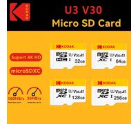Carte Micro SD KODAK 32 Go 64 Go 128 Go 256 Go, carte mémoire Microsd classe 10 U3 4K TF avec caméra embarquée, surveillance, smartphone