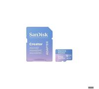 SanDisk Creator - Carte mémoire flash (adaptateur microSDXC vers SD inclus(e)) - 128 Go - A2 / Video Class V30 / UHS-I U3 - microSDXC UHS-I