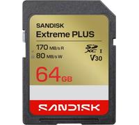 SanDisk Carte mémoire microSDXC Extreme Plus 64 Go UHS-I V30 A2 200/90 Mo/s Rouge/Doré/Blanc