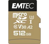 Carte Microsd Uhs-I U3 V30 A1 - 512 Gb, 256 Go - Ecmsdm256Gxc10Sp - Gamme Speedin - Avec Adaptateur - Vitesse De Lecture Et Écriture Jusqu'À 100 Mb/S, 100 Mo/S - Noir/Or