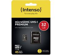 Carte microSDHC Intenso Premium 32 GB Class 10, UHS-I avec adaptateur SD