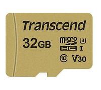 Carte microSDHC Transcend Premium 500S 32 GB Class 10, UHS-I, UHS-Class 3, v30 Video Speed Class avec adaptateur SD G