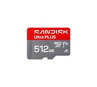 Carte microSDXC SanDisk Ultra Plus 512 Go UHS-I V10 A1 Class 10, jusqu'à 200 Mo/s rouge et gris