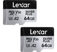 Lexar Silver Plus 64 GB Micro SD-kaart tot 205 MB/s, MicroSDXC UHS-I-geheugenkaa
