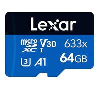 Carte microSDXC UHS-I Lexar haute performance 633x 64 Go C10, U3, V30, A1, vidéo Full HD et 4K, jusqu'à 100 Mo/s